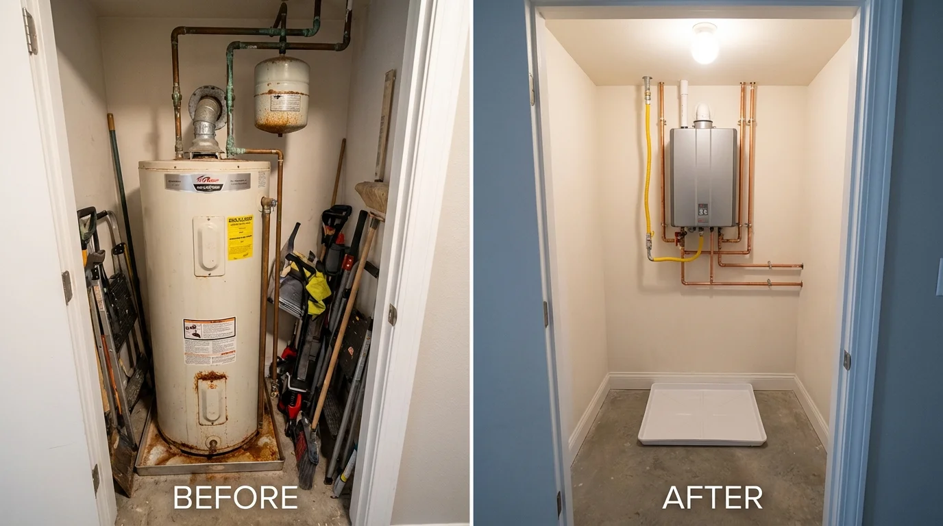 Tank water heater versus wall-mounted tankless unit comparison for Afton, MN homeowners